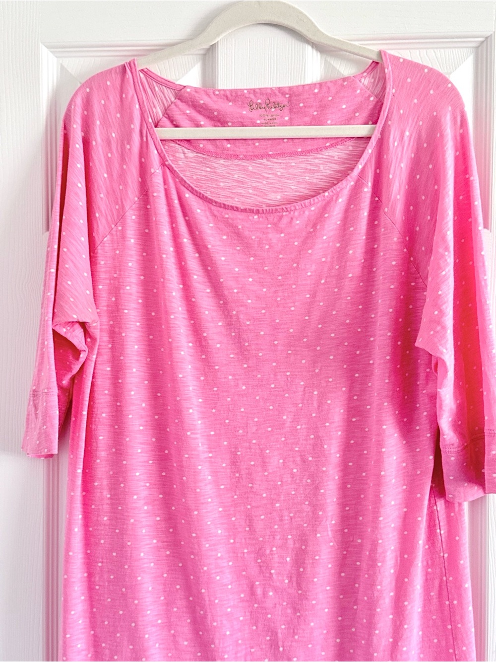 Lilly Pulitzer Boat Neck Cassie Dress Pink Polka Dot Cotton XL - Picture 4 of 11